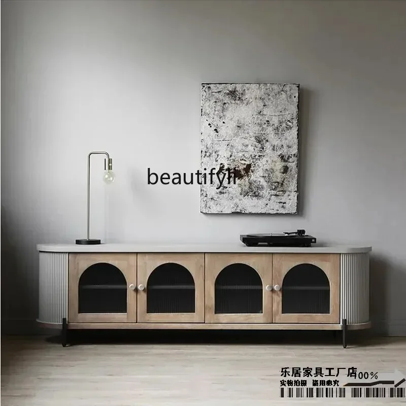 

B6 B6 Nordic solid wood TV cabinet retro arched door living room French floor cabinet A57