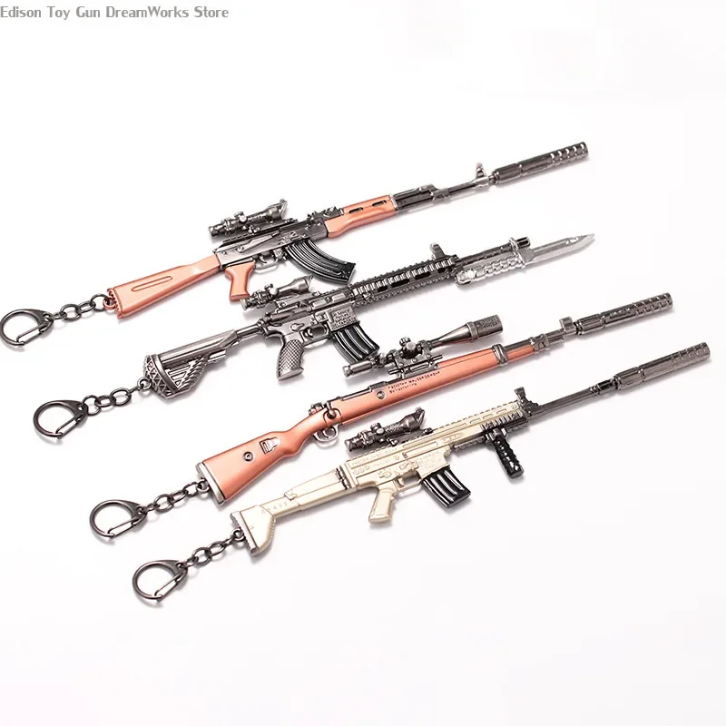 Grande Metal Sniper Gun Modelo Keychain, Arma de Sobrevivência, Pingente, Decoração da sala, Natal, 98K, AK, M4, 2024