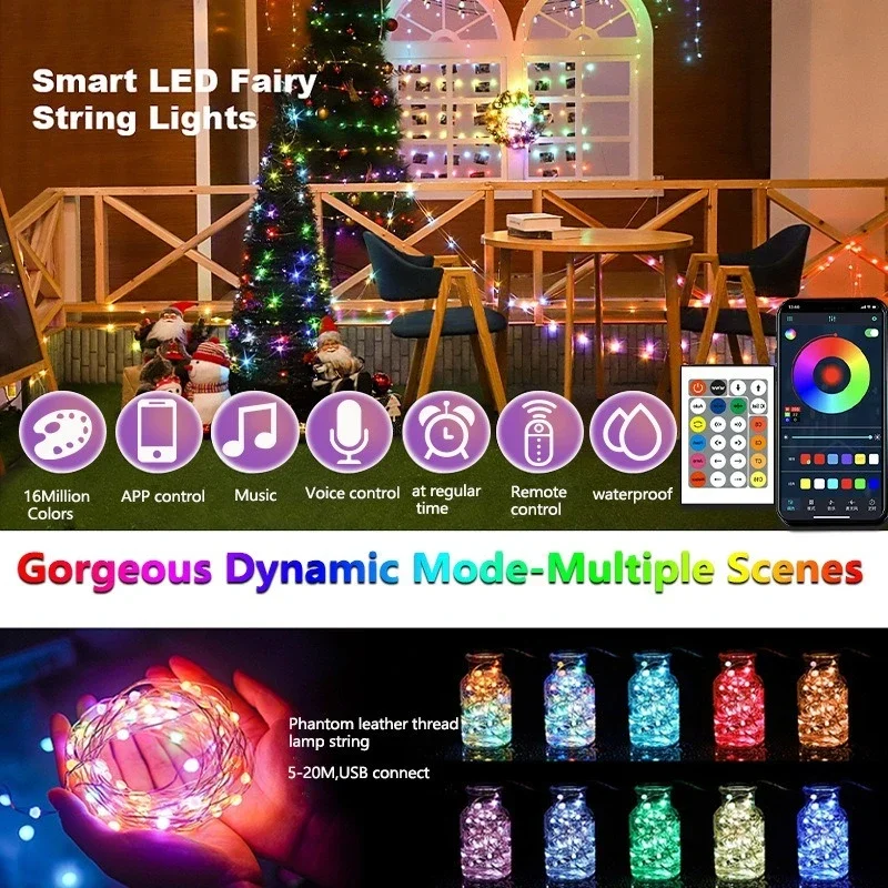 40M Christmas Tree Lights Festoon Garland Christmas LED String Lights Ornament Holiday Lighting Navidad New Year Wedding Decor