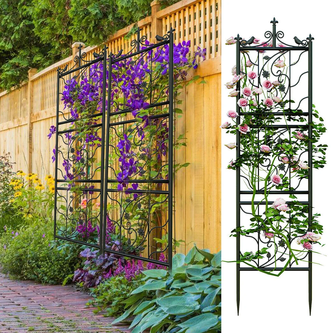 

Metal Garden Trellis Tall Plant Climbing Lattice Fence Rustproof for Vegetables Grapes and Flowers