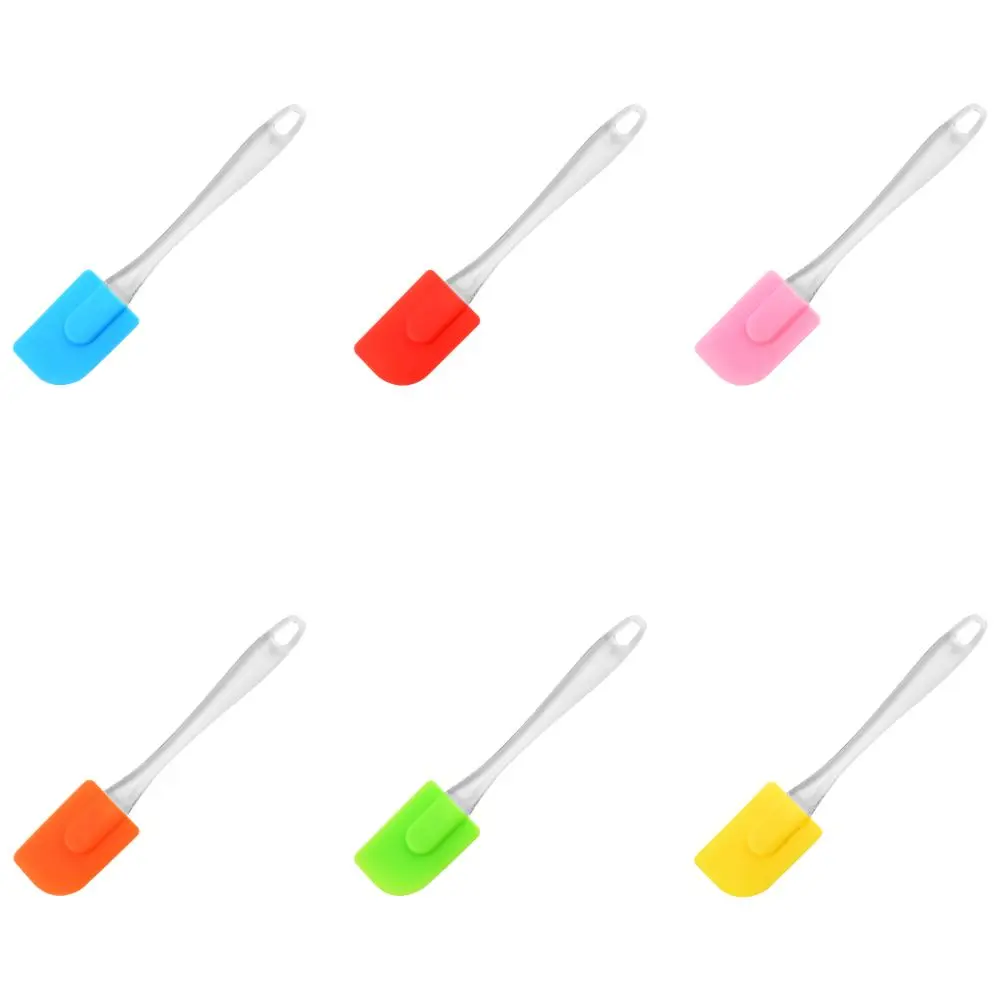 6pcs Food Grade Silicone Silicone Spatulas Heat Resistant Soft Elastic Butter Cream Scraper High Waist Flat Head Mixing Scraper