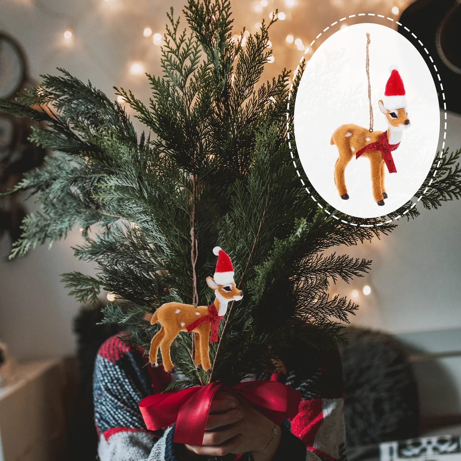 

Hanging Xmas Ornament Cute Elk Design Sturdy Christmas Tree Pendant for Home Garden Party Background Prop Xmas Tree Decorations