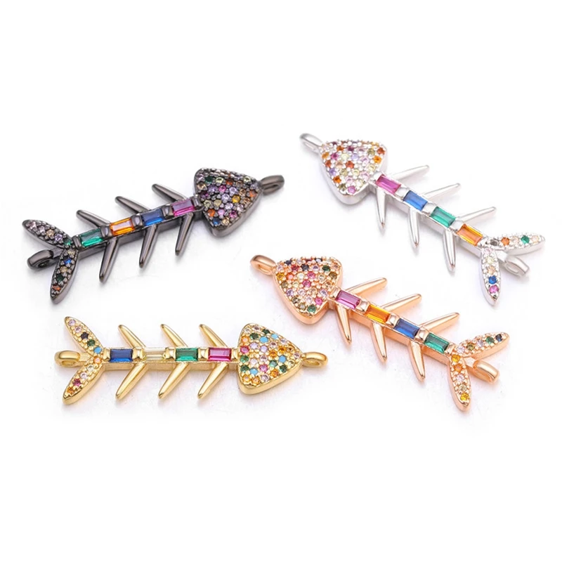 Juya DIY Luxury Gift Jewelry Making Accessories Micro Pave Turquoise Zirconia Fish Animal Butterfly Charm Connectors Supplies