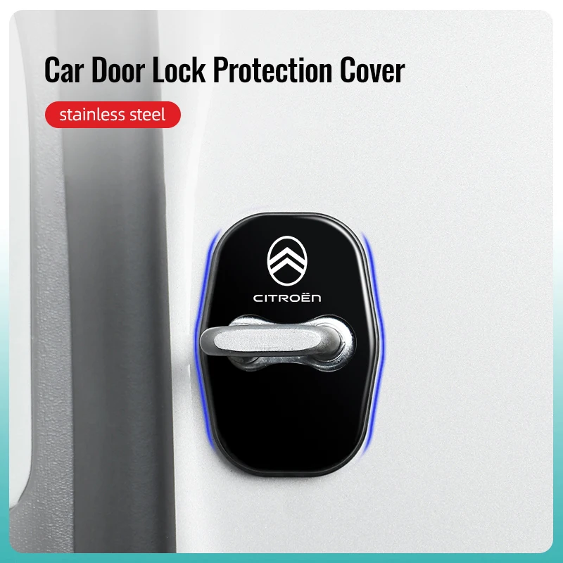 4PCS Car Door Lock Antirust Cover Accessories For Citroen e-C3 e-C4 C5X C3 C4 Aircross Cactus Picasso C-Crosser C6 C1 C-Elysee