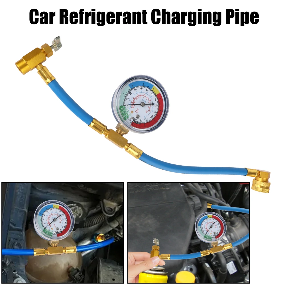 Mangueira de recarga de ar condicionado freon r134a ferramentas de ar condicionado de carro tubo de carregamento de refrigerante de carro tubo de carregamento de válvula aberta