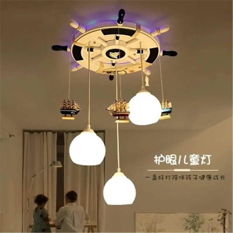Mediterranean  rudder chandelier children bedroom LED chandelier cartoon creative personality lighting free shipping