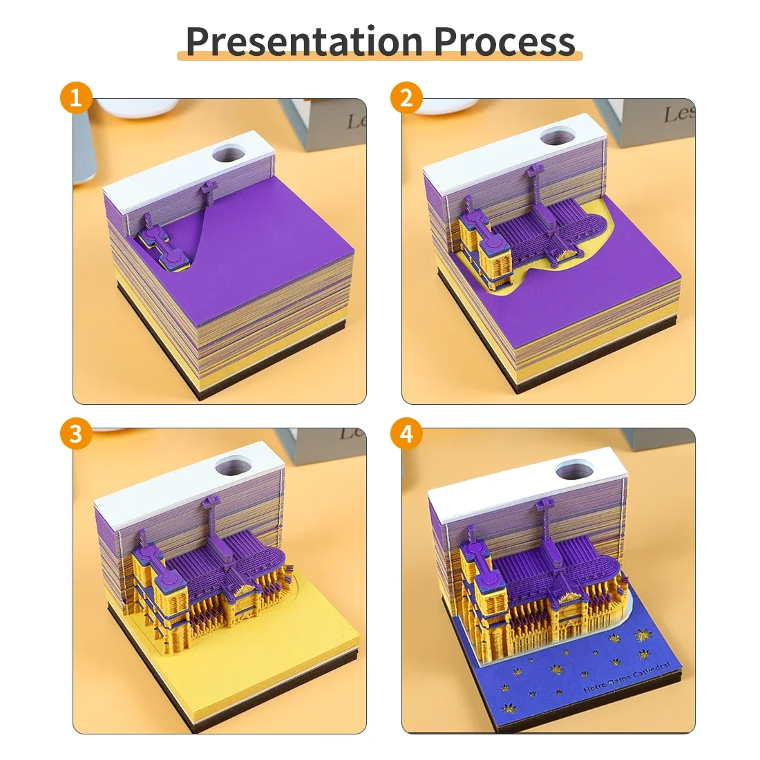 Mini Notre-Dame De Paris Models 3D Memo Pads Sticky Note Paper Block Memorabilia of The Notre-Dame Cathedral