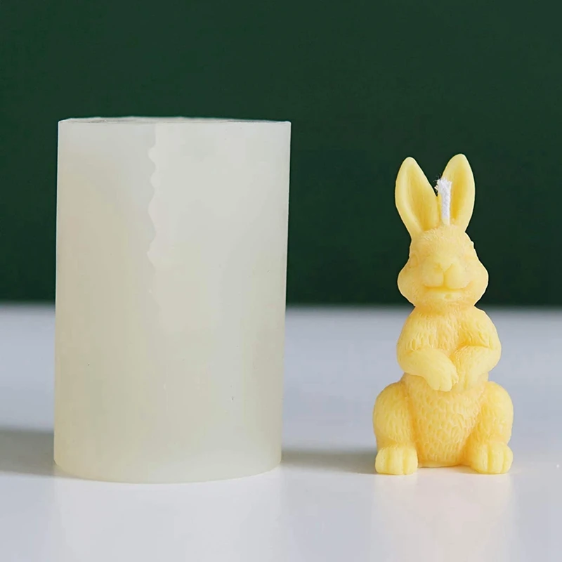 3D Simulation Rabbit Silicone Mold For Cake Decoration Easter Bunny Candle Making Form Scented Candle Plaster Resin Mold