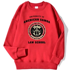 University Of American Samoa Law School Printed Men Pullover Fleece Warm Hooded Crewneck Sweatshirts Autumn Casual Streetwears