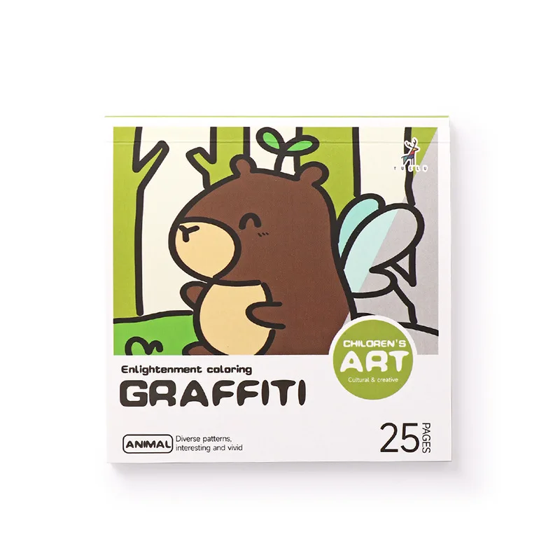 2025 New Cartoon Convenient Coloring Book 25 Sheets Mini Watercolor Coloring Book Painting Album Graffiti Coloring Book