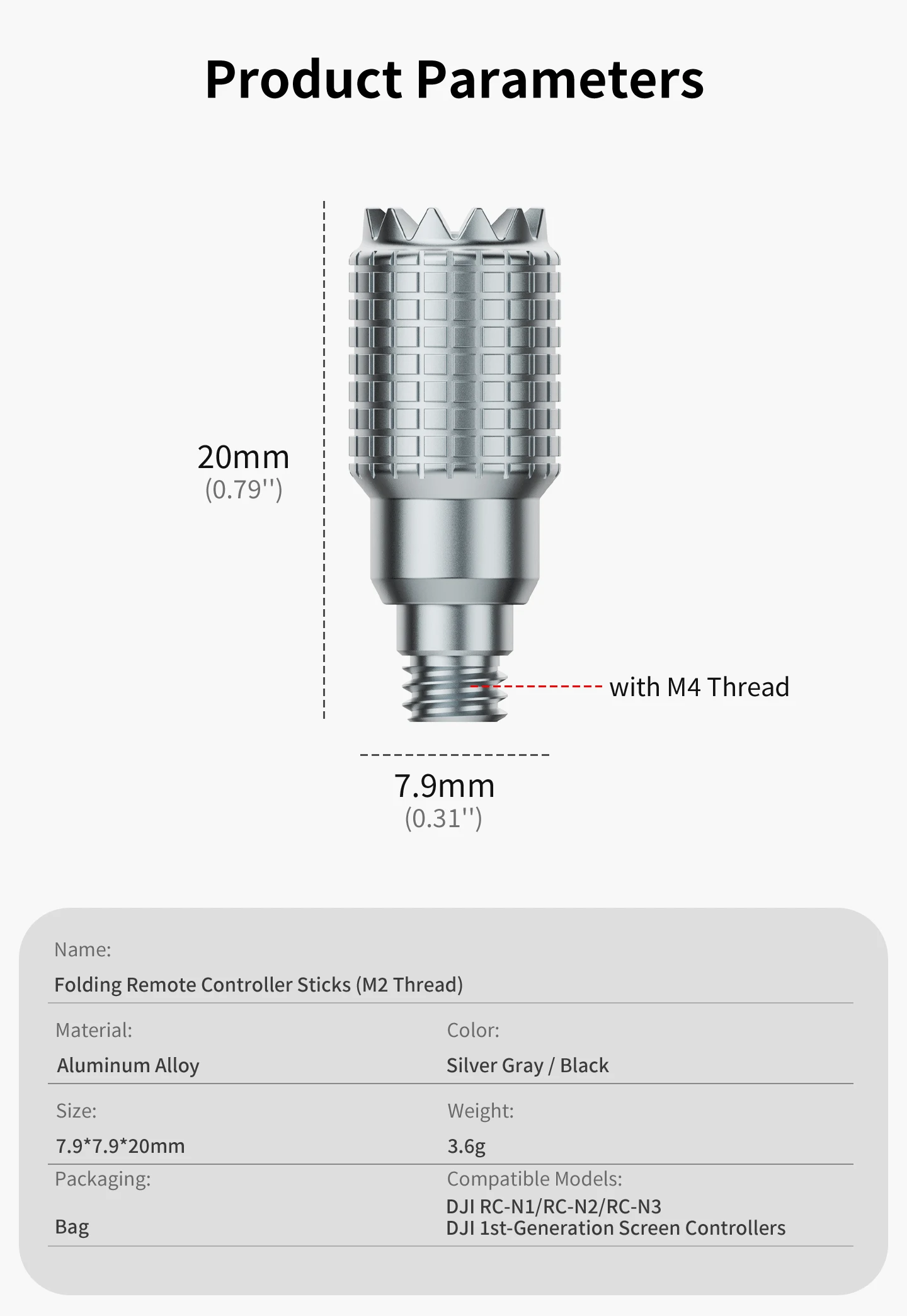 Faltbarer, rutschfester Daumen-Rocker-Joystick für DJI RC/RC 2/RC N1/RC N2/RC Pro Pro2 Fernbedienung, Aluminium-Drohnen-Steuerstäbe – Detail 2