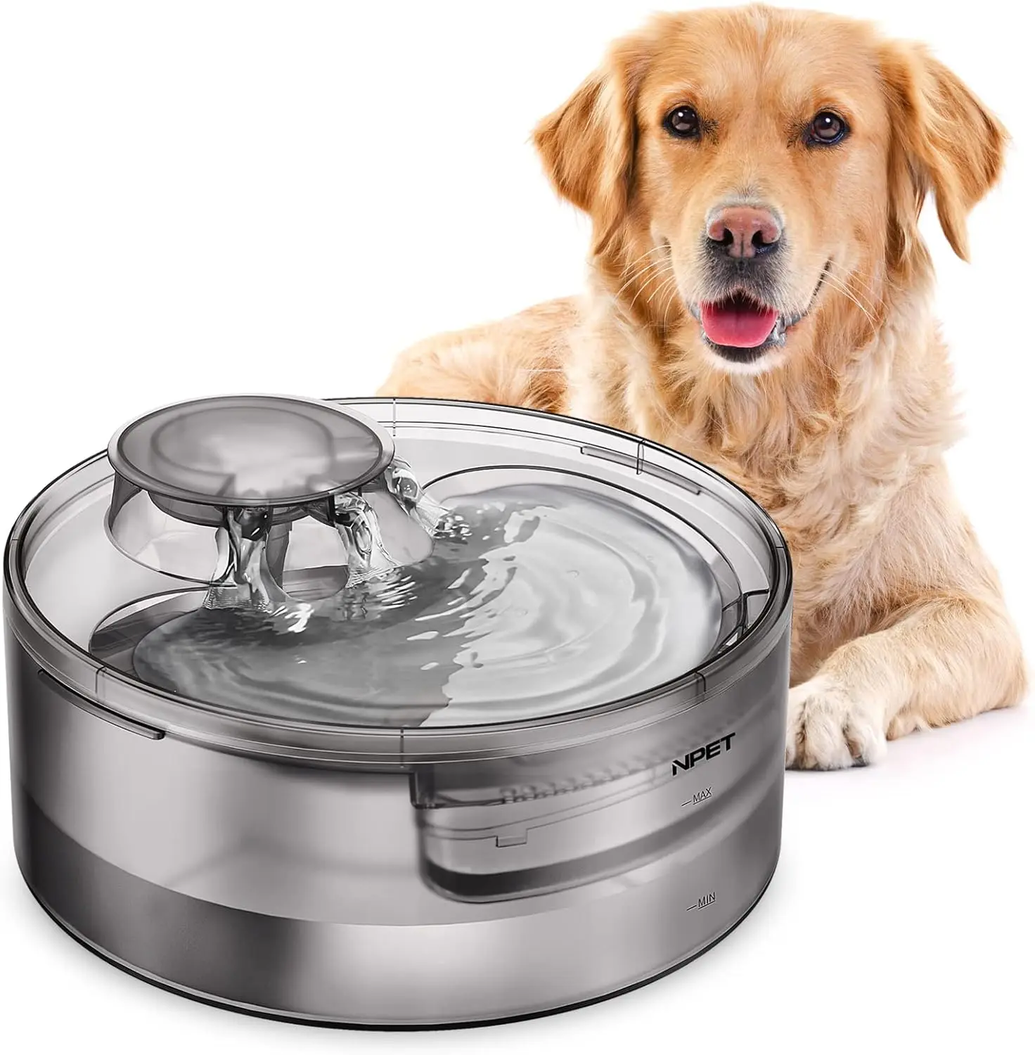 NPET DF10 Dog Water Fountain, 170oz/1.3Gallon/5L Large Automatic Pet Water Dispenser Dog Water Bowl for Cat, Dogs, Multiple Pets