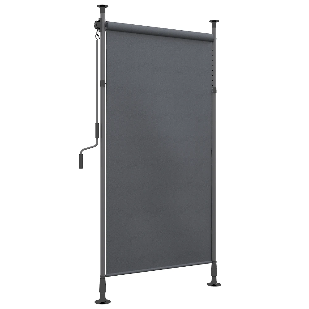 Vertikale Balkonmarkise 150×220-310cm, Kurbelbedienung, wasserdichtes Polyester, dunkelgrau, Sichtschutz für Garten & Balkon