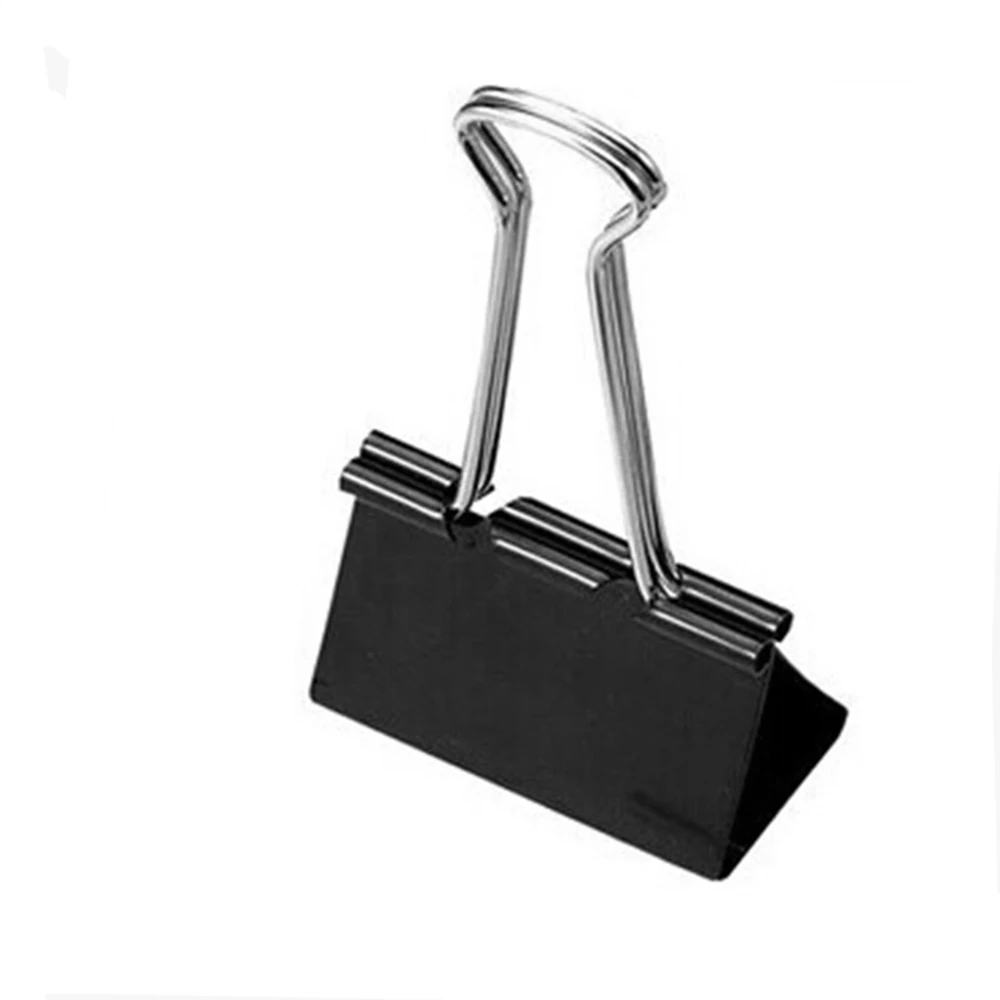 Clips de Metal negro para encuadernación, Clip de papel para notas, carta, suministros de oficina, clip de seguridad, producto, 15mm, 19mm, 25mm, 32mm, 41mm, 51mm, lote de piezas