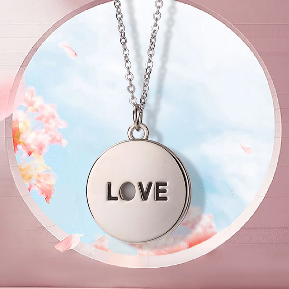 Collar en blanco de sublimación en forma de corazón, collar hueco redondo, cadena plana, colgante, joyería, suministros de manualidades DIY, regalo de San Valentín