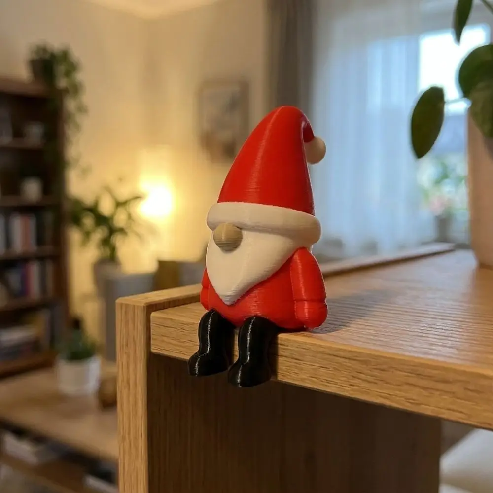 Sitting Posture Santa Claus Sitting Statue Cartoon 3D Printed Mini Santa Ornament Fade Resistant Plastic Christmas Santa Decor