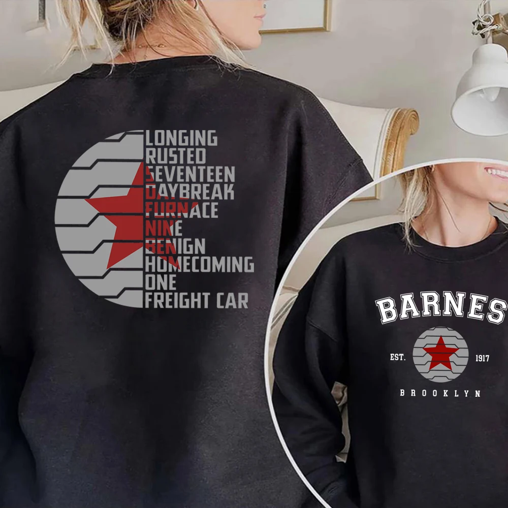 Vintage Bucky Barnes 1917 Sweatshirt Winter Soldier Hoodie Front and Back Print Pullover Unisex Long Sleeves Sweatshirts