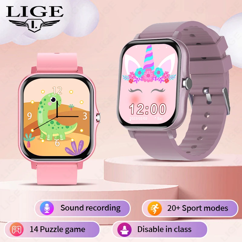 

LIGE Girls Boys Game Smart Watch Audio book Fashion Sport Kids Waterproof Electronic Watch Student Gift 2025 Children Smartwatch