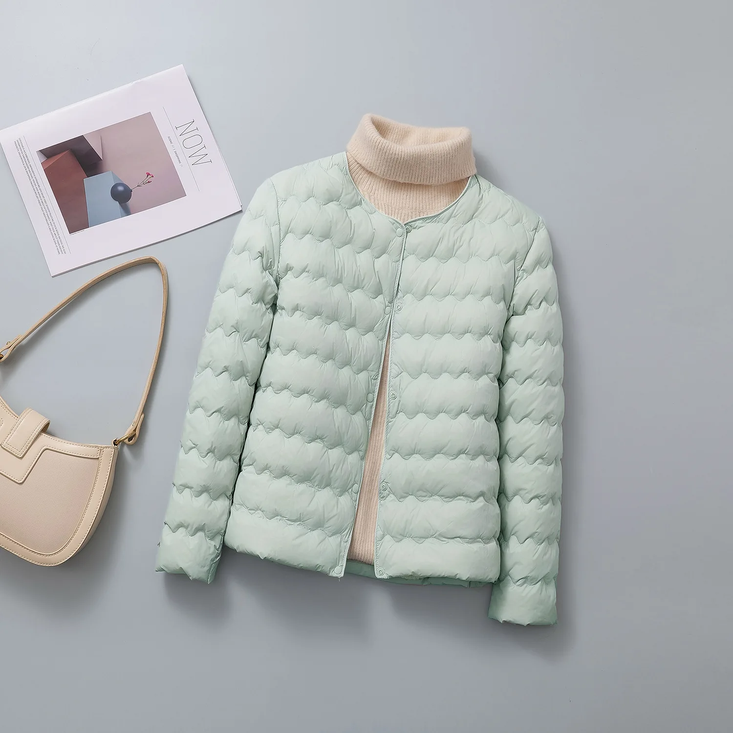 Vrouwen Wave Warme Donsjas Winter Ultra Licht Dunne Witte Eend Donsjack Parka Vrouwelijke Single Breasted Korte Bigsize Outwears