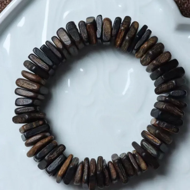 Natural Bracelet with Shape Wild Old Materials Pieces Beads Tablet Beads with Fragrance Crafts Buddha Beads Bracelet