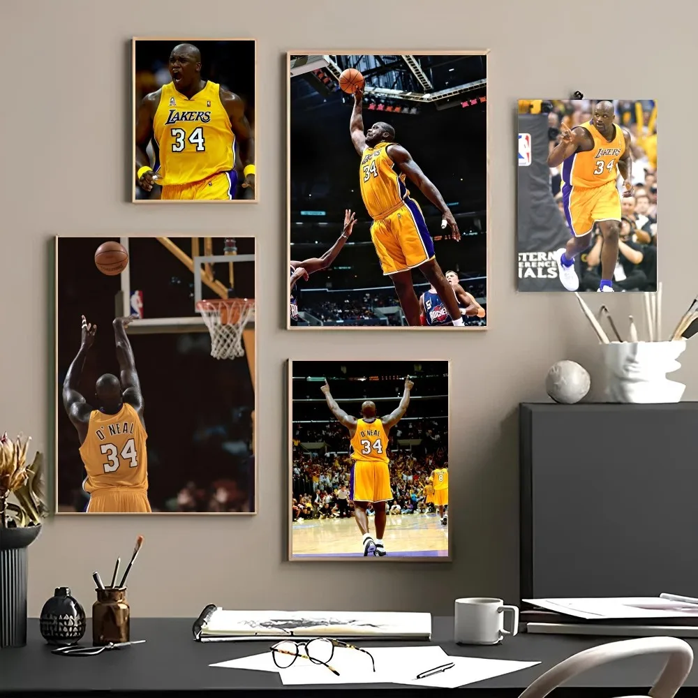 1PC Funny Basketball S-Shaquille O Neal Poster Self-adhesive Art Waterproof Paper Sticker Coffee House Bar Room Wall Decor