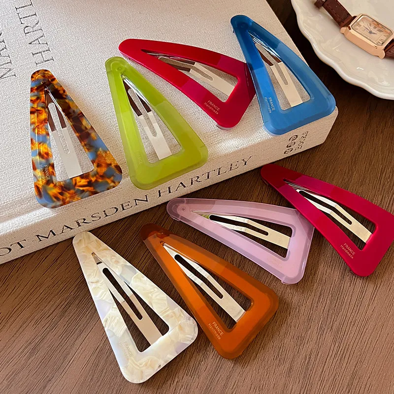 Korean Acetic Acid Triangle Hair Clip Women Fashion Versatile Forehead Bangs BB Clip Girls Broken Hair Side Clip Styling Tools