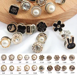 10pcs Pearl Rhinestones Button Brooch Prevent Accidental Exposure Buttons Brooch Pins Badge Cufflinks Button for Clothes Decor