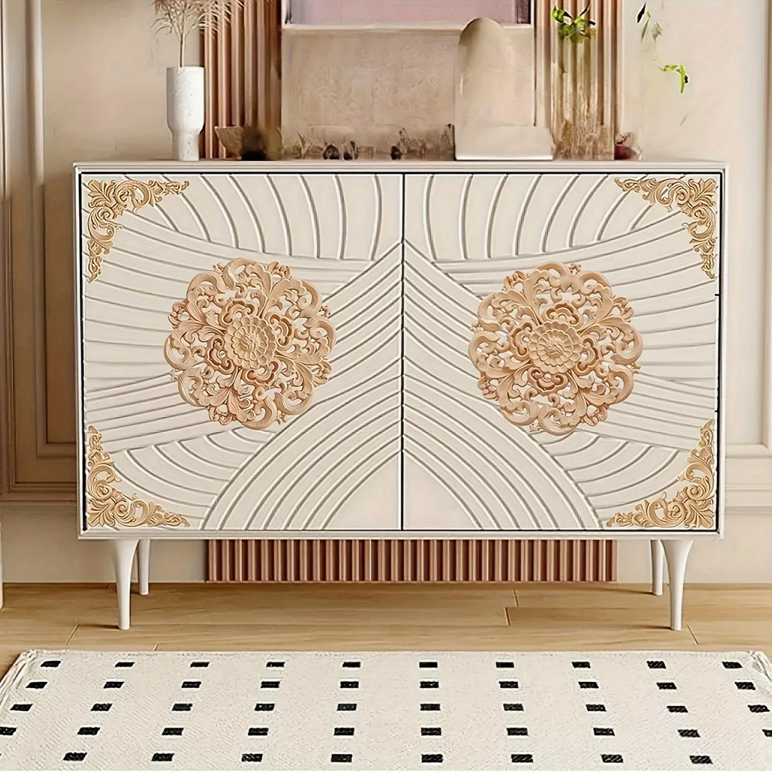 5 pezzi di applique in legno non verniciato Onlays letto porta armadio guardaroba mobili decorazione intagliata Onlays colorati fai da te decorativi