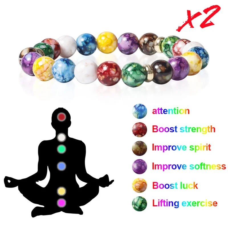 New 7 Chakra Natural Stone Beaded Bracelet for Women Yoga Energy Bracelet Lovers Valentines Day Gift Jewelry Pulseras Mujer