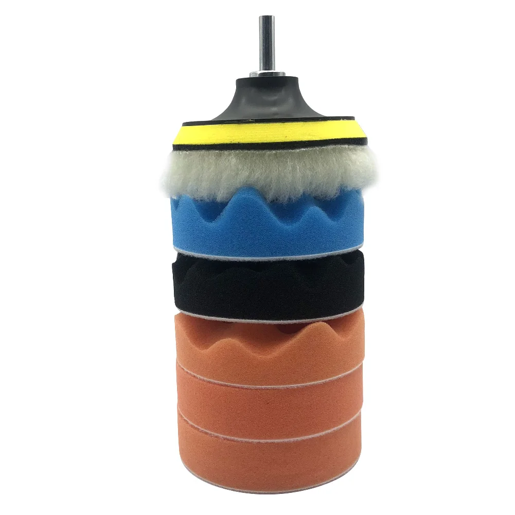 7Pcs Buffing Pad Set Thread 4 inch Auto Car Polishing Pad Kit for Car Polisher + Drill Adaptor M10 Power Tool Accessories