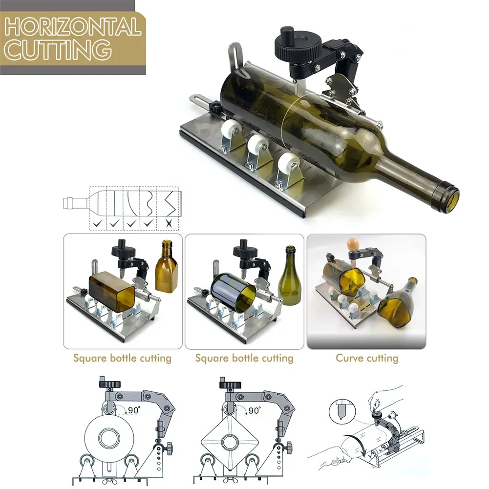 أداة قطع الزجاجات الزجاجية لتقوم بها بنفسك مربع مستدير النبيذ البيرة الزجاج النحت آلة قطع المهنية البيرة الزجاج قطع حامل الزجاجة #2