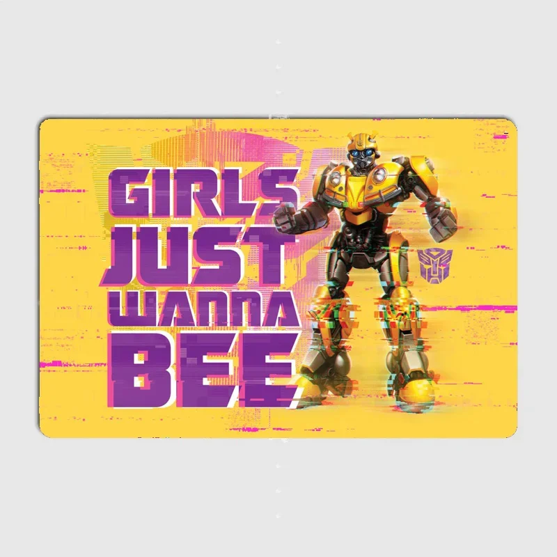Autobot Yellow Beetle Car Sign Poster Print Wall Art Metal Painting Vintage Garage Garden Tin Sign Decor Room Decoration