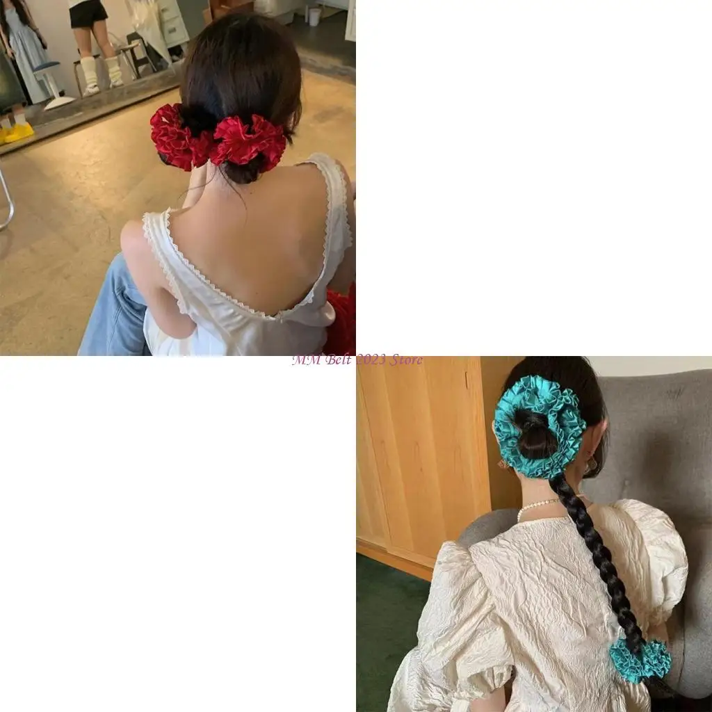 

49ME Принцесса Шелковая резинка для волос Держатель для волос Очаровательные резинки для волос с рюшами и цветком