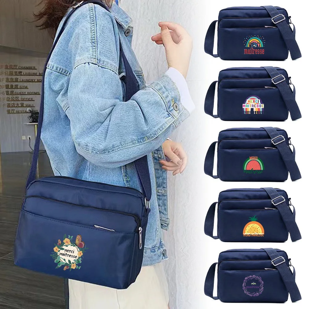 Single Shoulder Crossbody Bag High-quality Work Commuting Maitresse Pattern Printing Series Blue Multi-layer Storage Bag