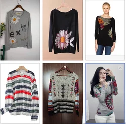 Foreign trade original single Spanish fashion new spring and summer exquisite printed knit slim bottom sweater