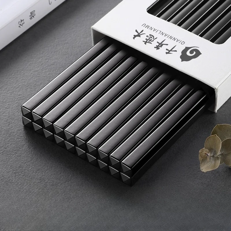 24 cm große Essstäbchen aus Legierung für den Heimgebrauch, Sushi-Essstäbchen mit Anti-Schimmel-, Anti-Rutsch- und hitzebeständigen Eigenschaften, Hotelgeschirr