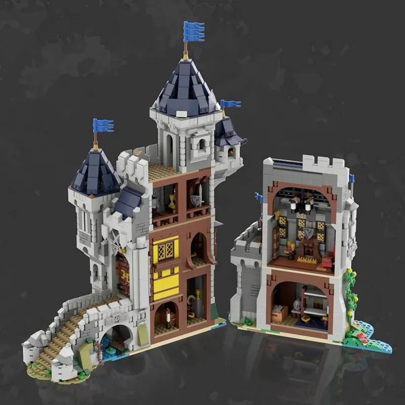 MOC Medieval 31120 Black Falcon Knight Castle Building Blocks Set Alternate Defense House Bricks Toys Children Birthday Kid Gift