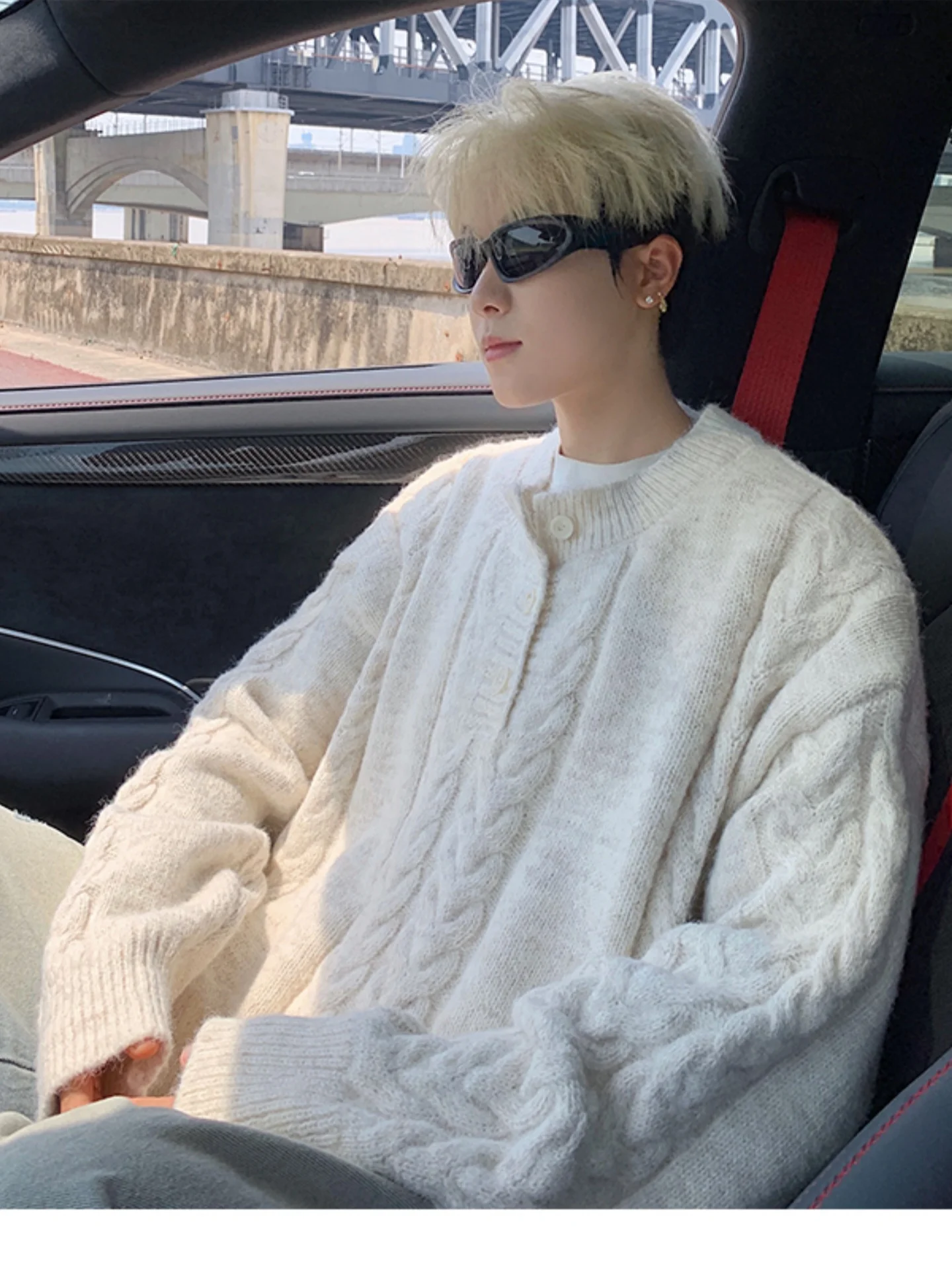 

Мужской вязаный свитер осенний, модный, свободного кроя, с воротником хенли, с узором «косы», в стиле ретро, с длинными рукавами, мягкий, удобный топ