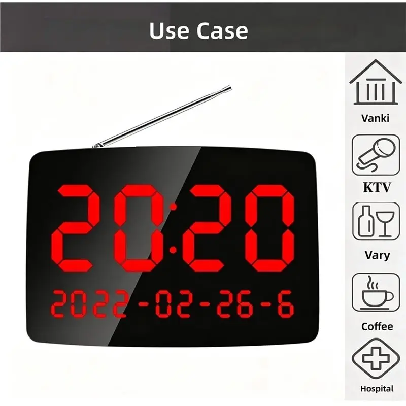 X64A-10 Pcs Of Table Call Button 1 Display Monitor Receiver For Restaurant Wireless Waiter Calling System A EU Plug