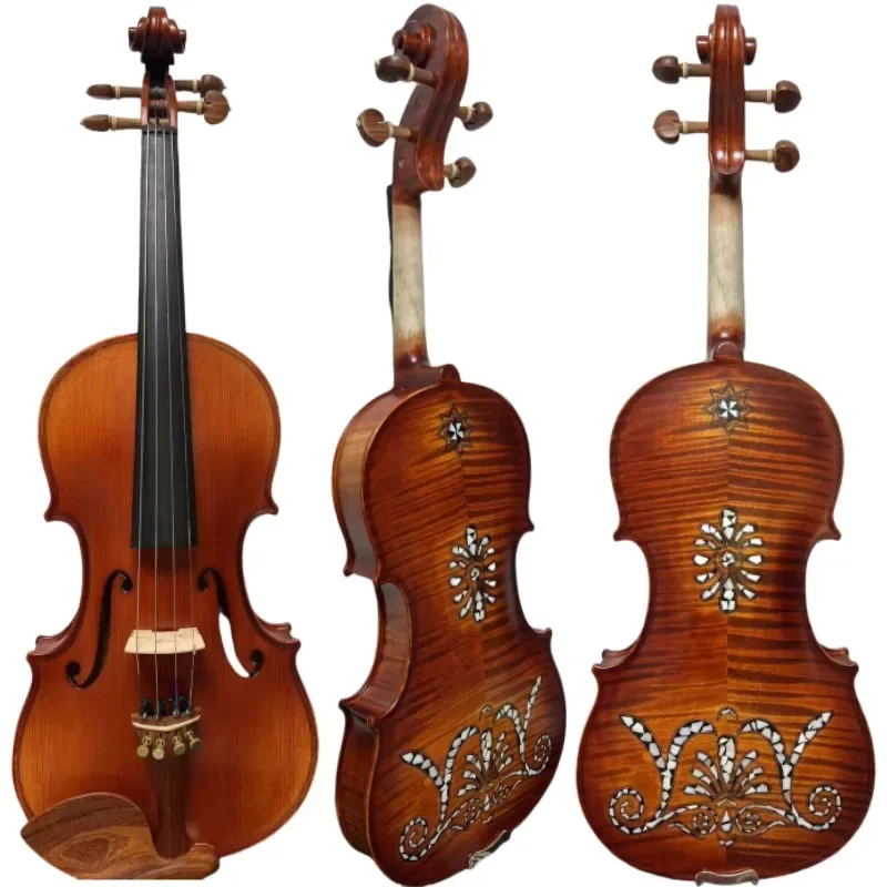 Strad style Song Maestro 4/4 violin Inlay nice shell back Ebony fittings profession Pure handmade fiddler loud sound with case