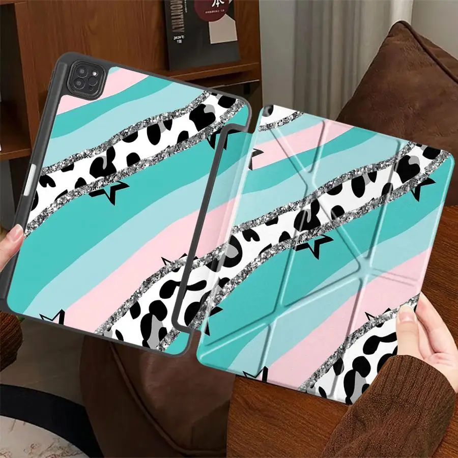 

Чехол для планшета iPad Air 4 5 M3 M2 M4 11 дюймов, Pro 11-го, 10-го, 9-го, 8-го, 7-го поколений, 12.9 дюймов, Mini 6 7 Pro 2025, с держателем, мультяшный, цветной