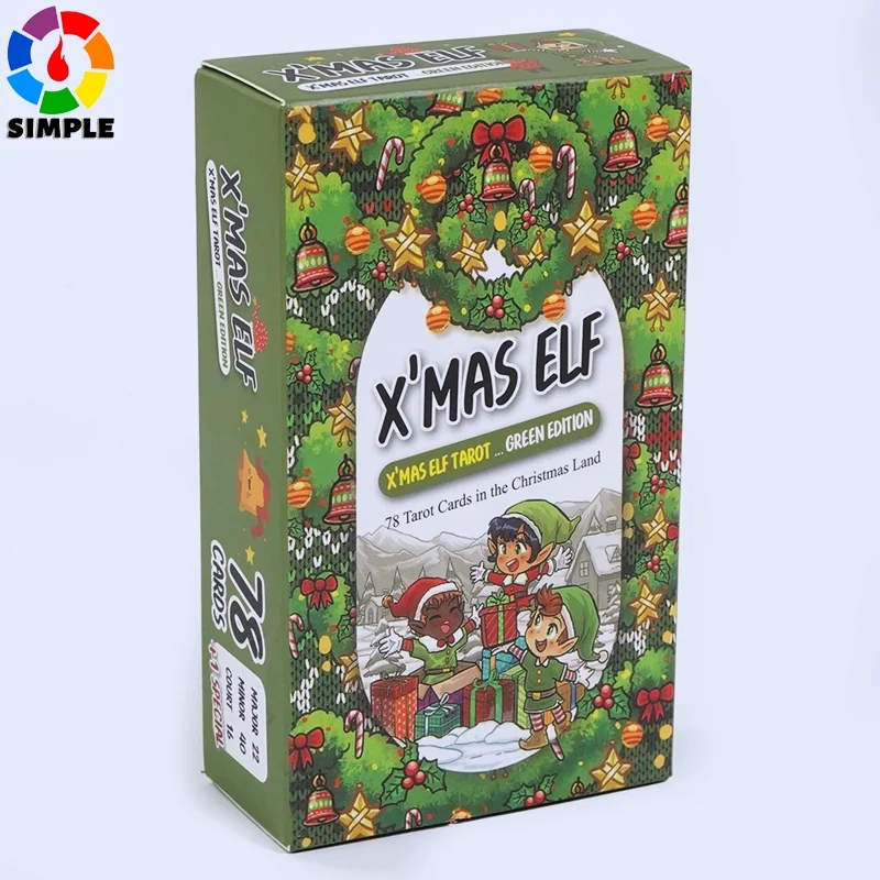 

78 шт. Рождественский эльф Таро Green Edition от Mate Horonumber Рождественский эльф в рождественской земле Карты Таро для начинающих следовать RWS