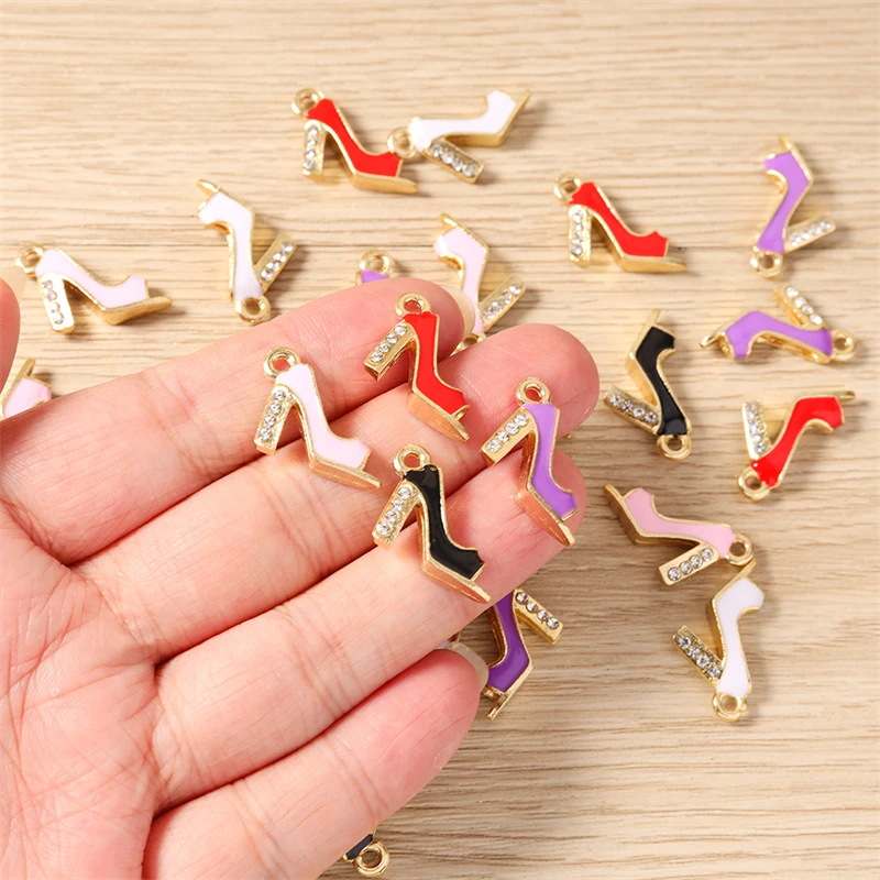 10 Stück Niedliche Emaille-Anhänger in Form von High Heels, Taschen und Lippenstiften für die Herstellung von Halsketten, Ohrringen, Armbändern, DIY-Bastelarbeiten und Schmuckzubehör – Detail 8