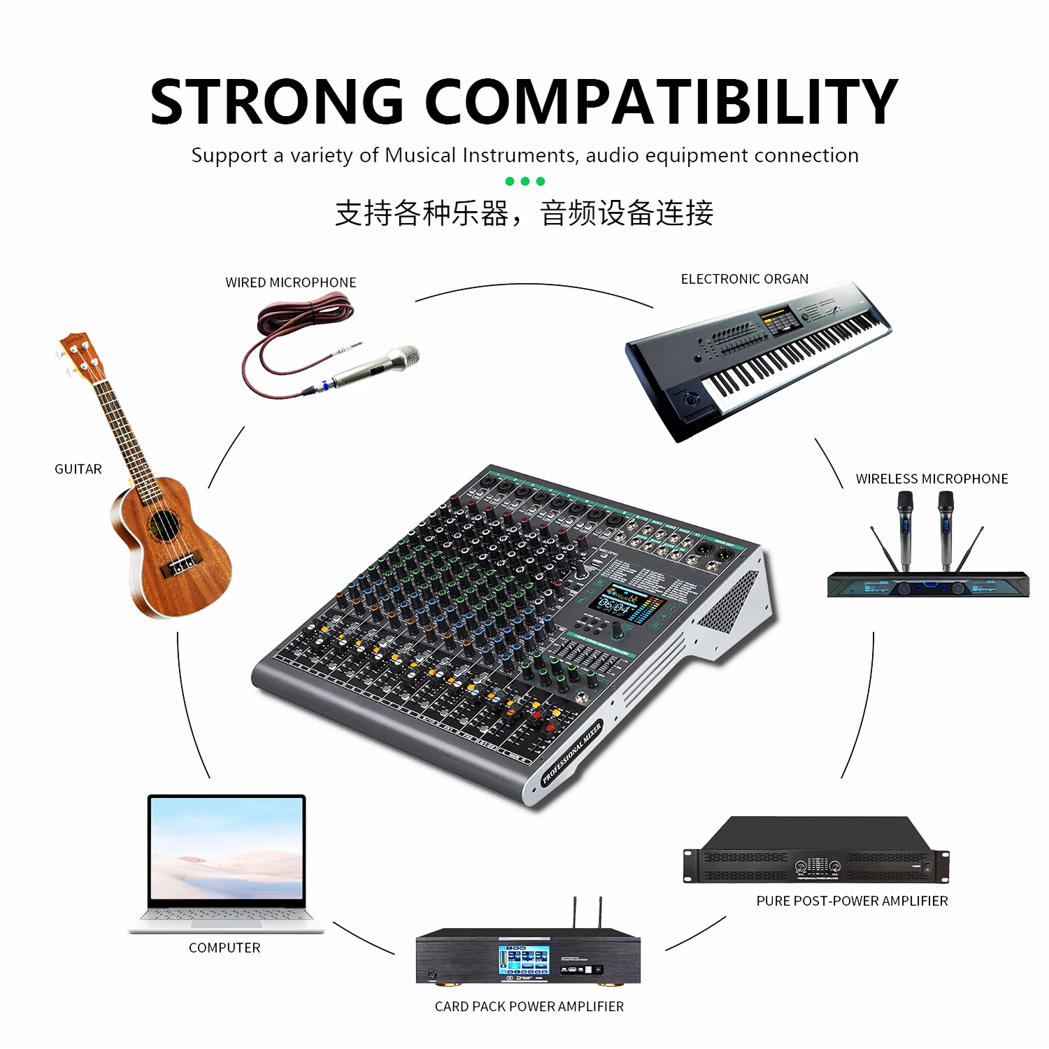 FSWIRI Professional DJ audio mixer 14/18-way mixer stage meeting Bluetooth USB flash drive MP3 tape effect  Sound mixer