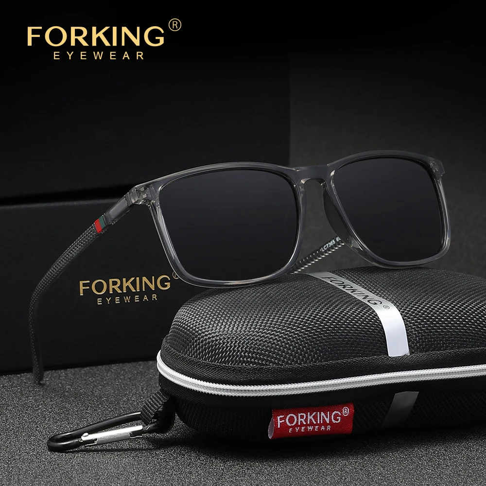 FORKING Klassische Fahrsonnenbrille für Damen/Herren, rechteckiger TR90-Rahmen, Schutzbrille, trendige, modische, polarisierte UV400-Brille