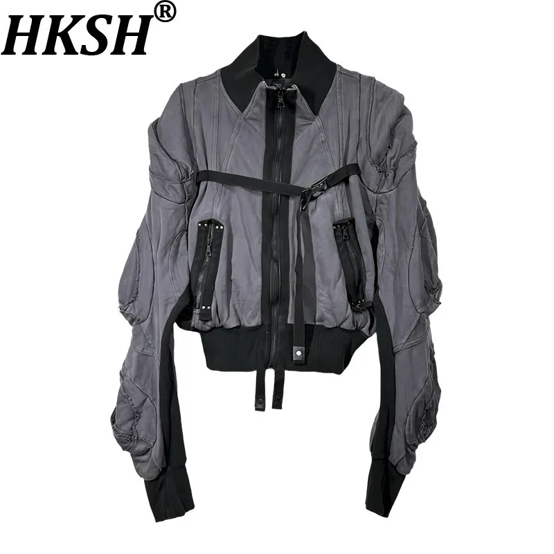 

HKSH Осенний новый мужской короткий свитшот в стиле панк Waste Land Deconstructed Silhouette Tie-Dye, хлопковый короткий свитшот в стиле ретро, шикарные толстовки Techwear HK14150