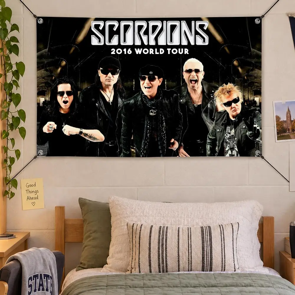 Music Modern Scorpions Flags Decorative Flag Banner Indoor Bedroom Dorm Gaming Room Wall Party Club Decor Fan Gift