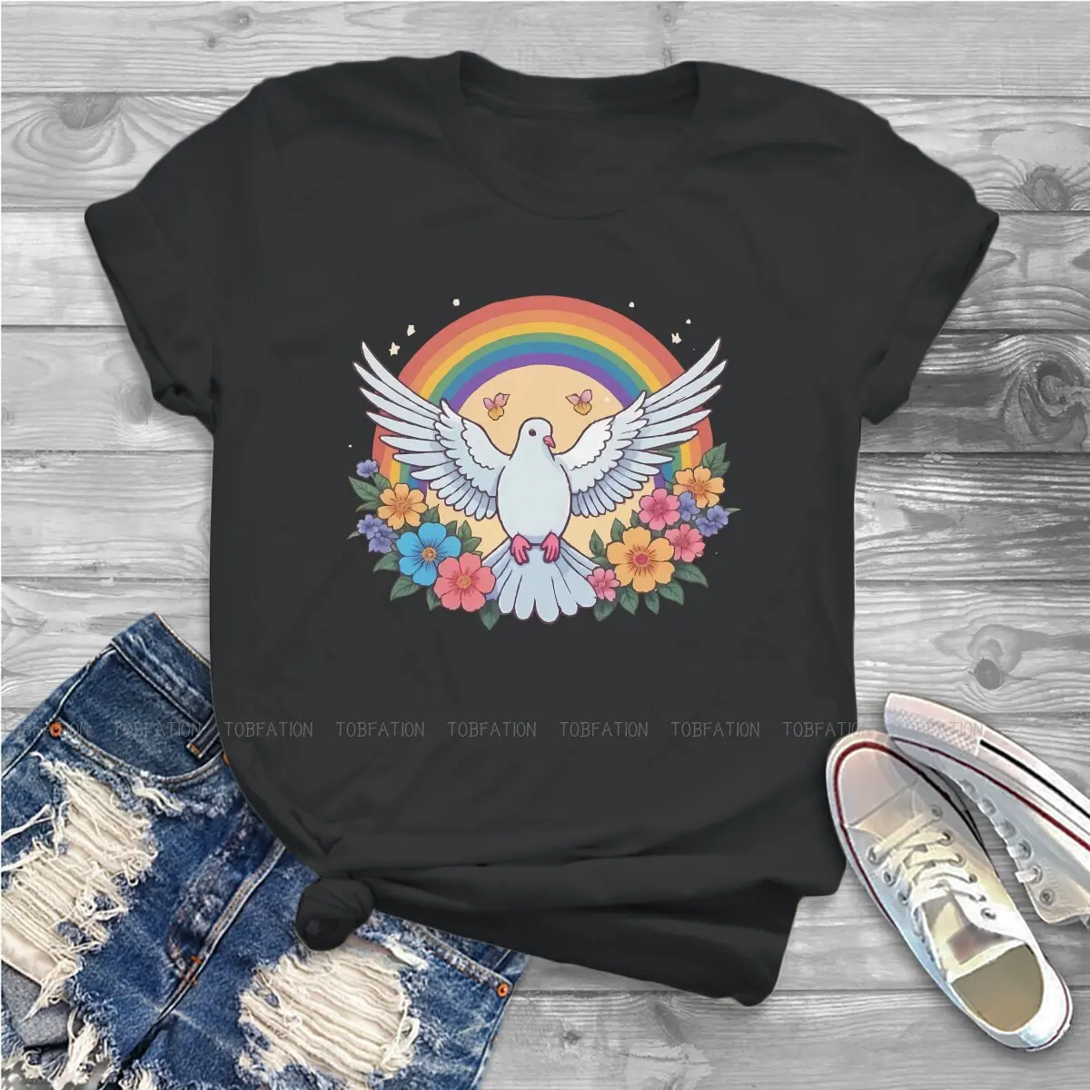 Regenbogen 4xl T-Shirt für Mädchen Frieden Taube kreative Geschenk idee T-Shirt Zeug ofertas