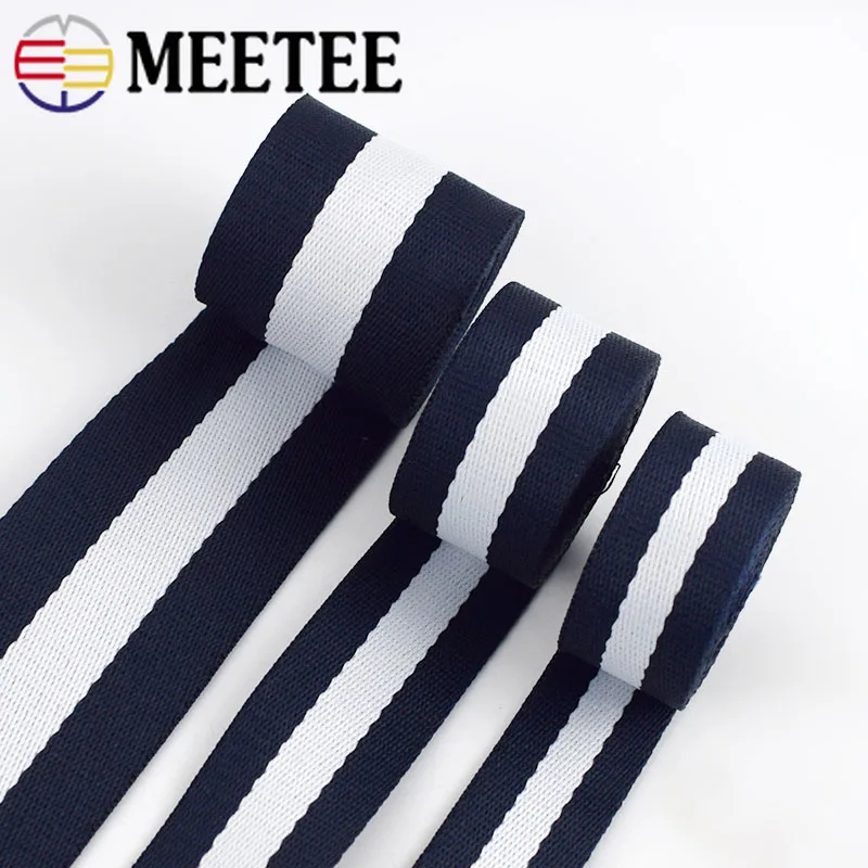 Meetee 5Meters 20-50mm Polyester Stripes Webbing for Bags Belt Strap Ribbon Tape DIY Garment Home Decor Band Sewing Accessories