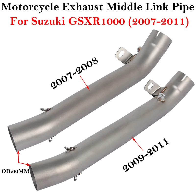 

Slip On For SUZUKI GSXR1000 GSXR 1000 K8 K9 L1 2007 - 2011 Motorcycle Exhaust Systems Middle Link Pipe Connection 60mm Muffler